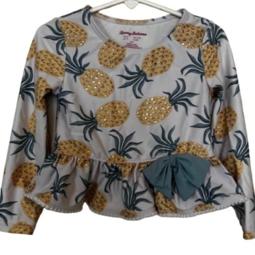 Tommy Bahama Girls Top Sz 3T Pineapple Yellow Green Long‎ Sleeve